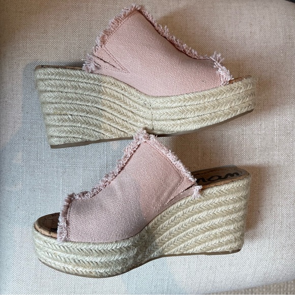 Sam Edelman Pink 'Dina' Frayed Canvas Espadrilles Size 7.5 - Picture 6 of 9